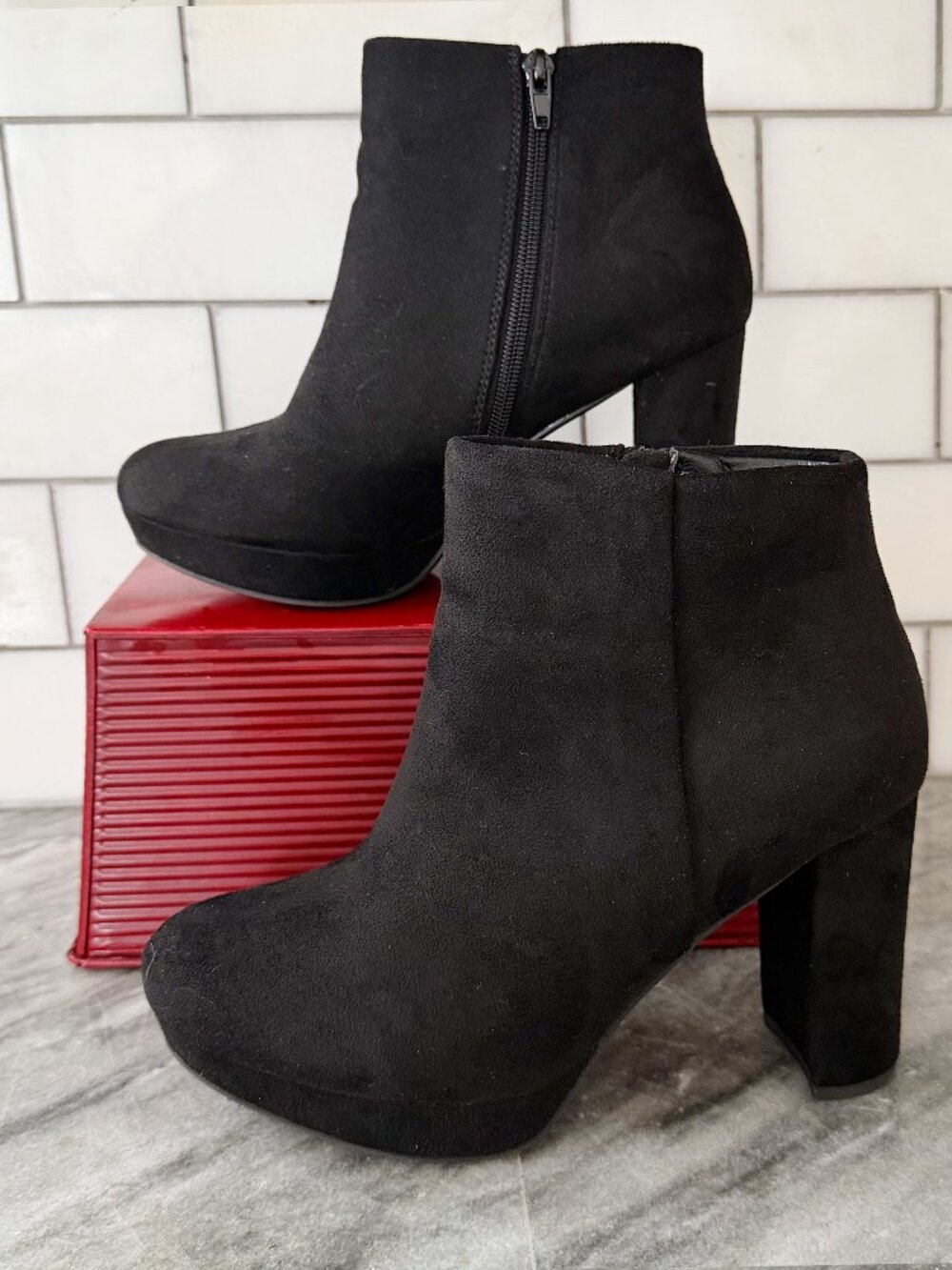 DREAM PAIRS STOMP Round-Toe Chunky High Heel Women's Ankle Boots